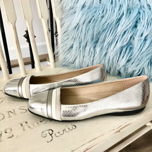 Geox,‎ Respira, Metallic Silver,  Ballet Flats, Size, Eur 38, Great Condition
